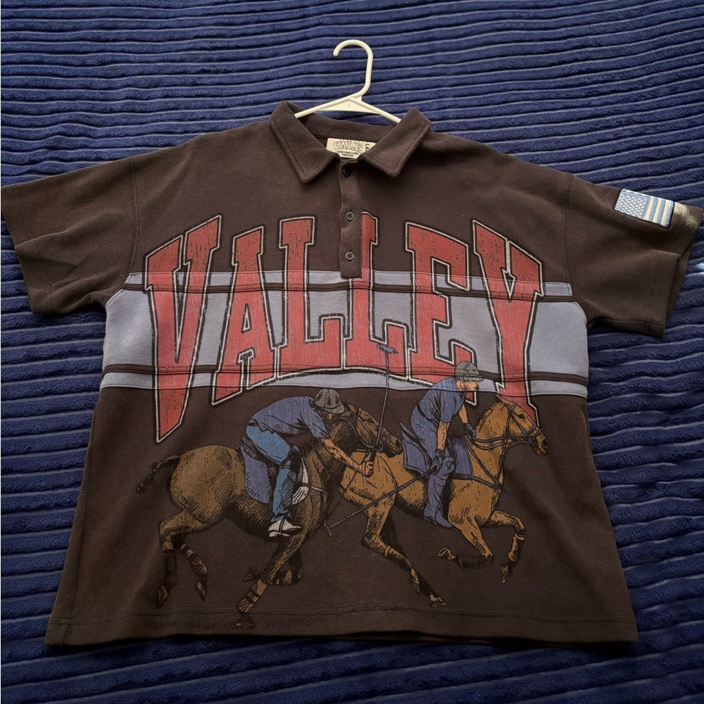 Brown Polo Shirt with Western Print